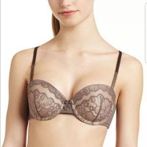 Wacoal 34DD Tan Taupe Nude Floral Lace Push-Up Underwire Padded Bra